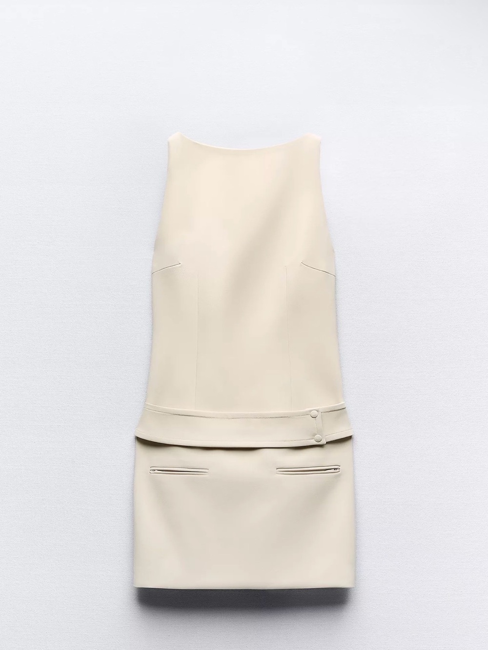 Zara - Pastel Yellow Belted Mini Dress MED